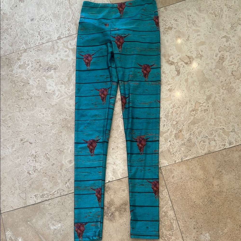 Goldsheep Cow Skull Leggings Size Small